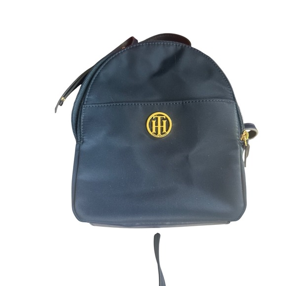 Tommy Hilfiger Handbags - Tommy Hilfiger Mini Backpack Navy Blue Nylon Gold Logo Card Holder Small Purse